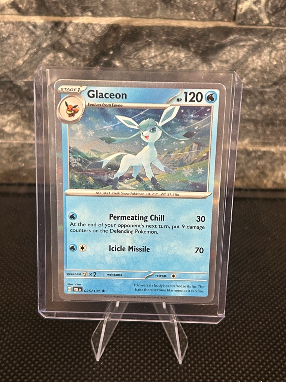 Pokemon Glaceon 025/131 Holo from Prismatic Evolutions Set M/NM